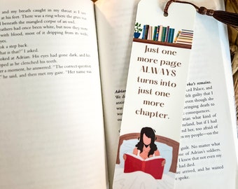 Just one more page Bookmark | Book Accessory | Reader Gifts | Book Accessory | Stuff Readers Want | Bookworms | Book Club Ideas | Laminated