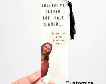 Peeking Jesus: Reading Smut Personalized Name Bookmark | Sinner Bookmark | Funny Bookmark | Reader Gift | Adult Bookmark | Book Club Gift