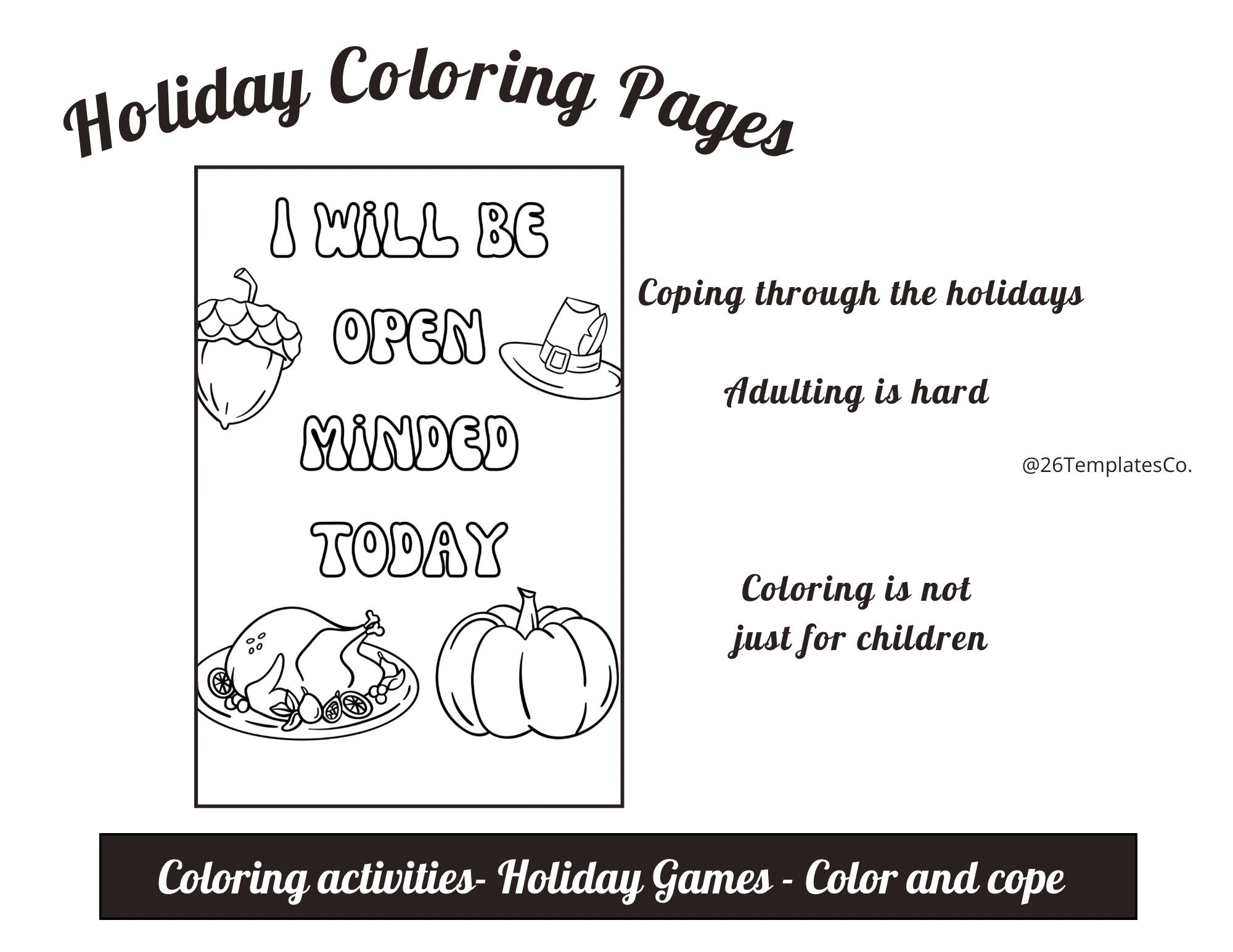 Holiday Coloring Pages Adult Coloring Christmas Coloring - Etsy