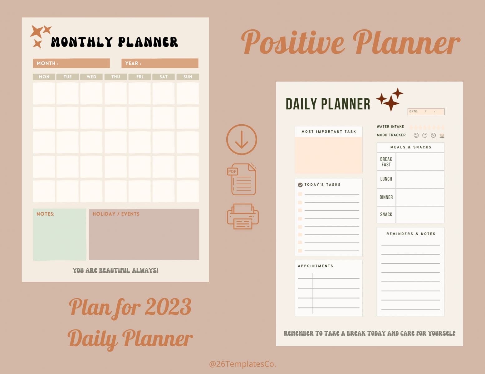Positive Planner Example Positive Planner Printable: Weekly, Monthly, Daily (A4 PDF) - Etsy
