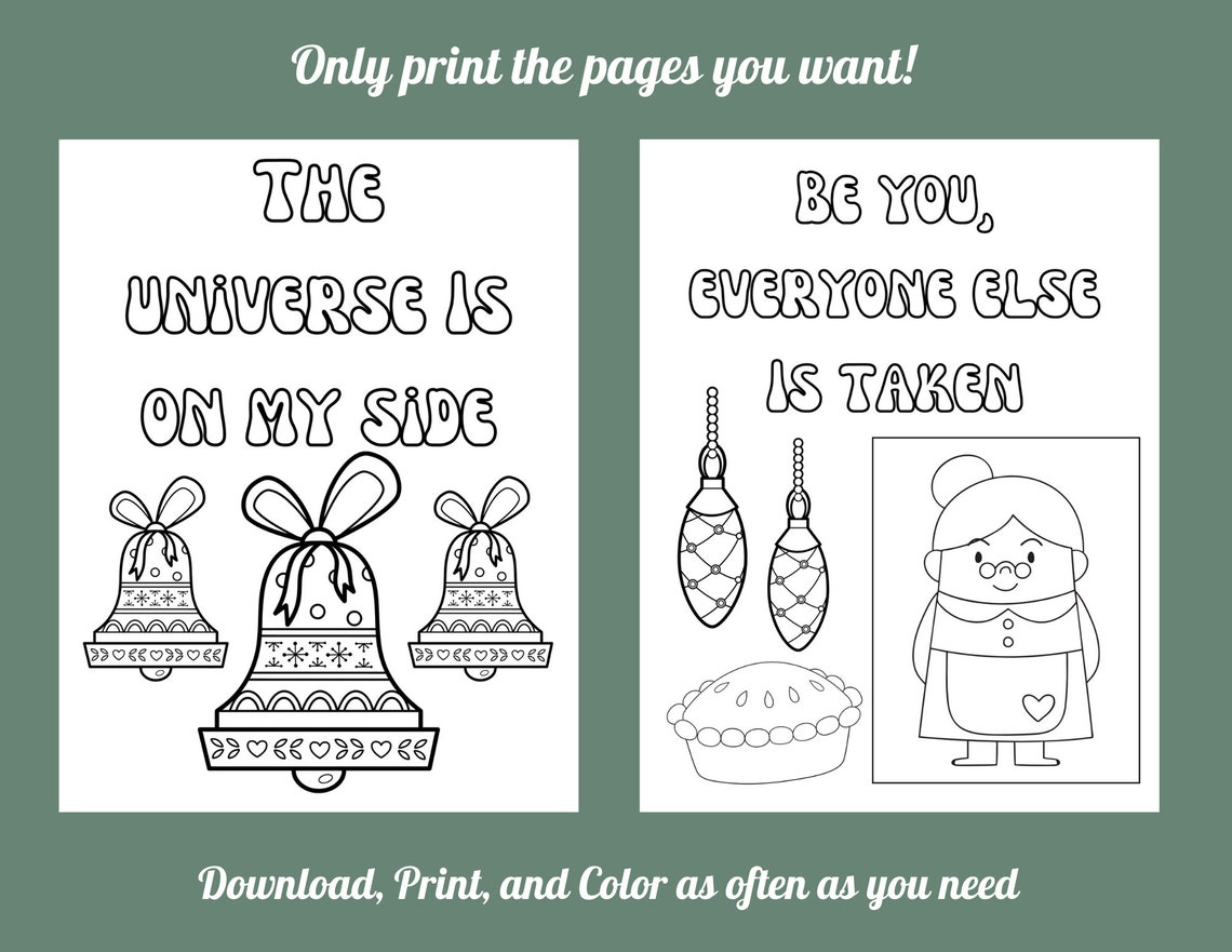 Holiday Coloring Pages Adult Coloring Christmas Coloring - Etsy