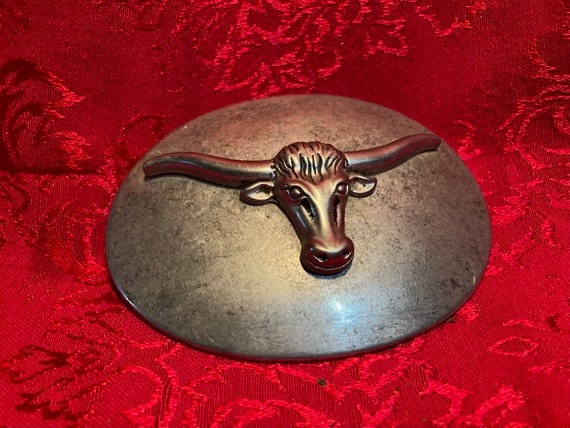 Longhorn Steer Skull Buckle with Black or Saddle Bison Leather Belt — Libby  Willingham Designs