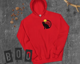 Spooky Halloween Cat Hoodie | Boo | Black Cat Hoodie for Halloween