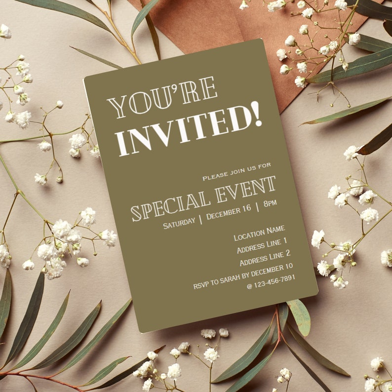 Customizable Invitation Template Etsy