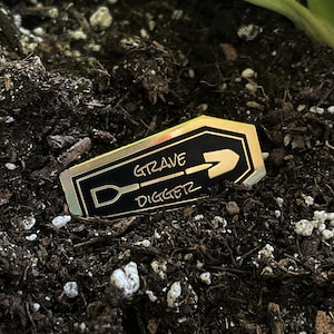 Coffin Pin • Grave Digger Enamel Pin • Witchy Pin • Goth Pin • Burial Pin • Macabre Pin • Lapel Pin • Brooch Pin • Punk Art • Death • Emo