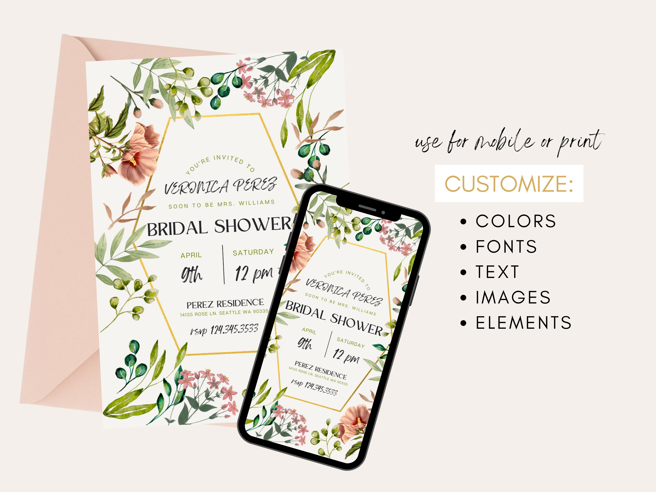 Rustic Bridal Shower Invitation Rustic Floral Bridal Shower Invitation