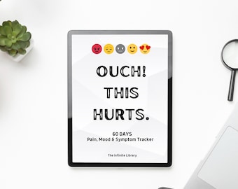 Chronic Pain Tracker - Pain Management Log, Printable Health Journal for Chronic Illness, Fibromyalgia, Arthritis, Migraine - 60 Days