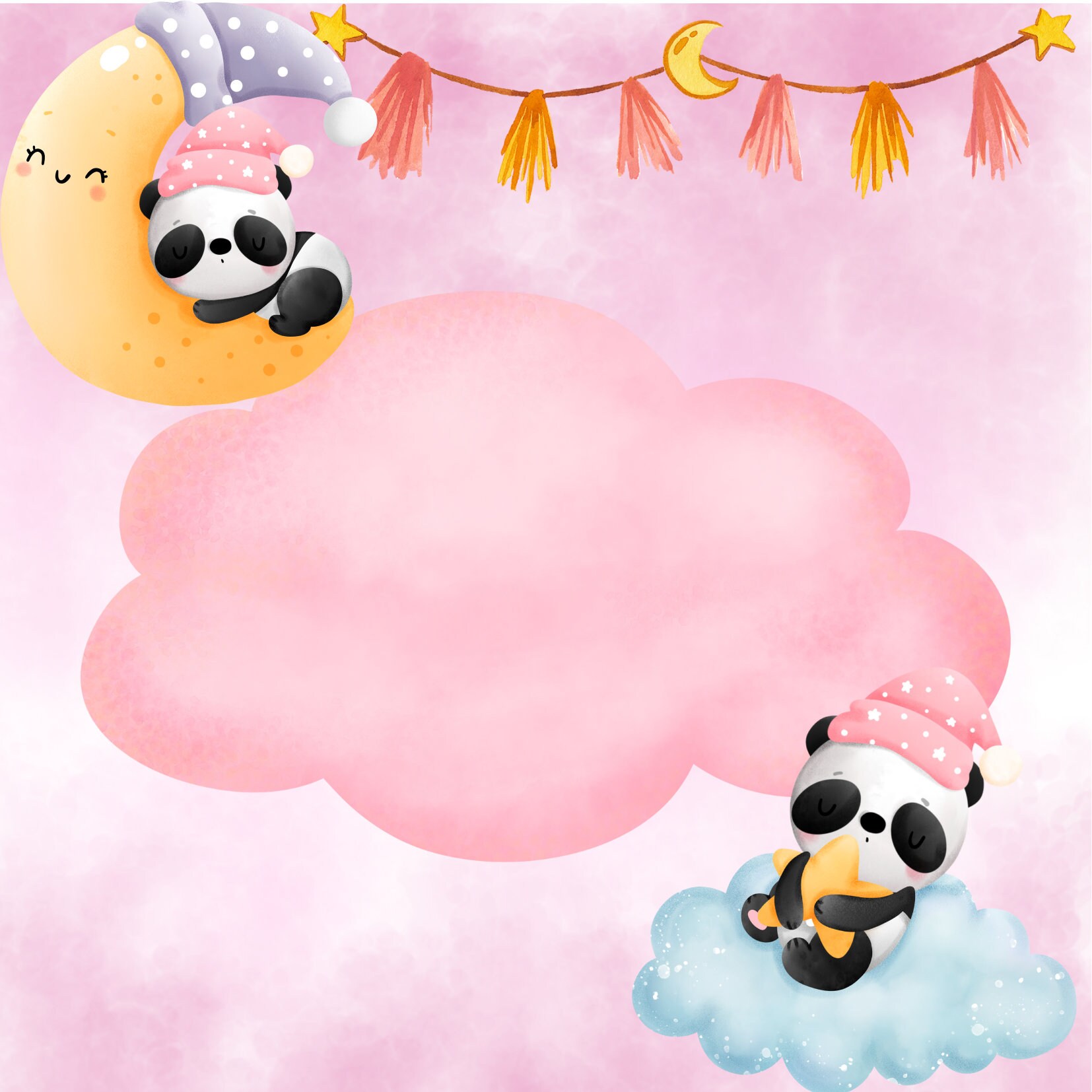 Panda Theme Baby Girl Baby Shower Invitation Template - Etsy