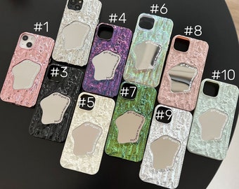 Candy Color iPhone Case Wrinkled Shaped Mirror Case Suitable for Apple 15 Phone Case iPhone 14 Pro Max Shockproof Case for iPhone 11/12/13