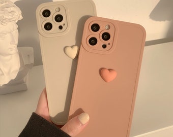 Candy Color Love Heart Soft Case para iPhone 15 14 13 12 11 Pro Max Case, Heart Shape Pastel Colors Funda a prueba de golpes para iPhone X XR XS Max