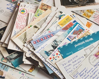 50 pcs Postcrossing Used Postcards Mystery Surprise Random Written Lot Set (+bonus)