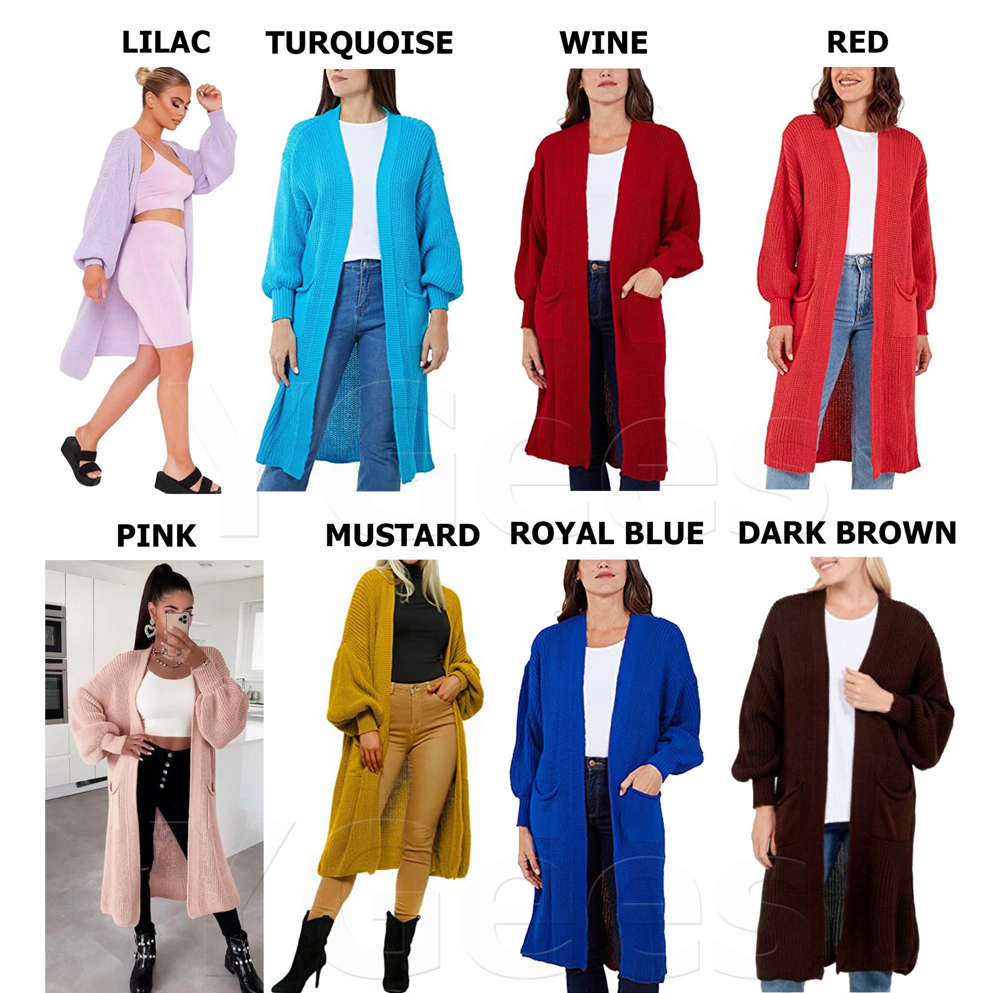 Long Maxi Knitted Cardigan Ladies Chunky Knit Balloon Sleeve Etsy UK