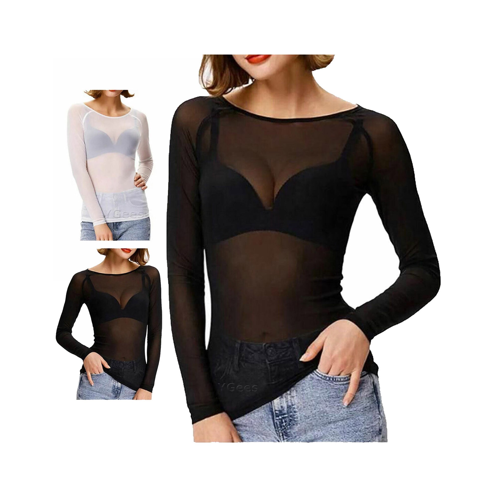 Sheer Mesh Blouse -  UK