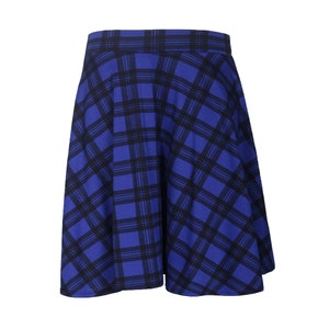 Skirt for Women Elasticated Waist Flippy Knee Length Skater Midi Skirt Flared Jersey Dress Ladies Pencil Skirts Plus Size Box Check Skirt Blue Tartan