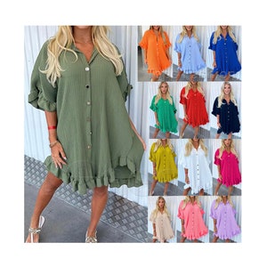 Golden Button Short Sleeve Swing Top