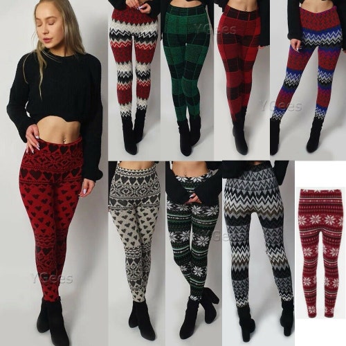 WOOLEN KNITTED LEGGINGS Women Knitted Pants Warm Winter Wool Etsy