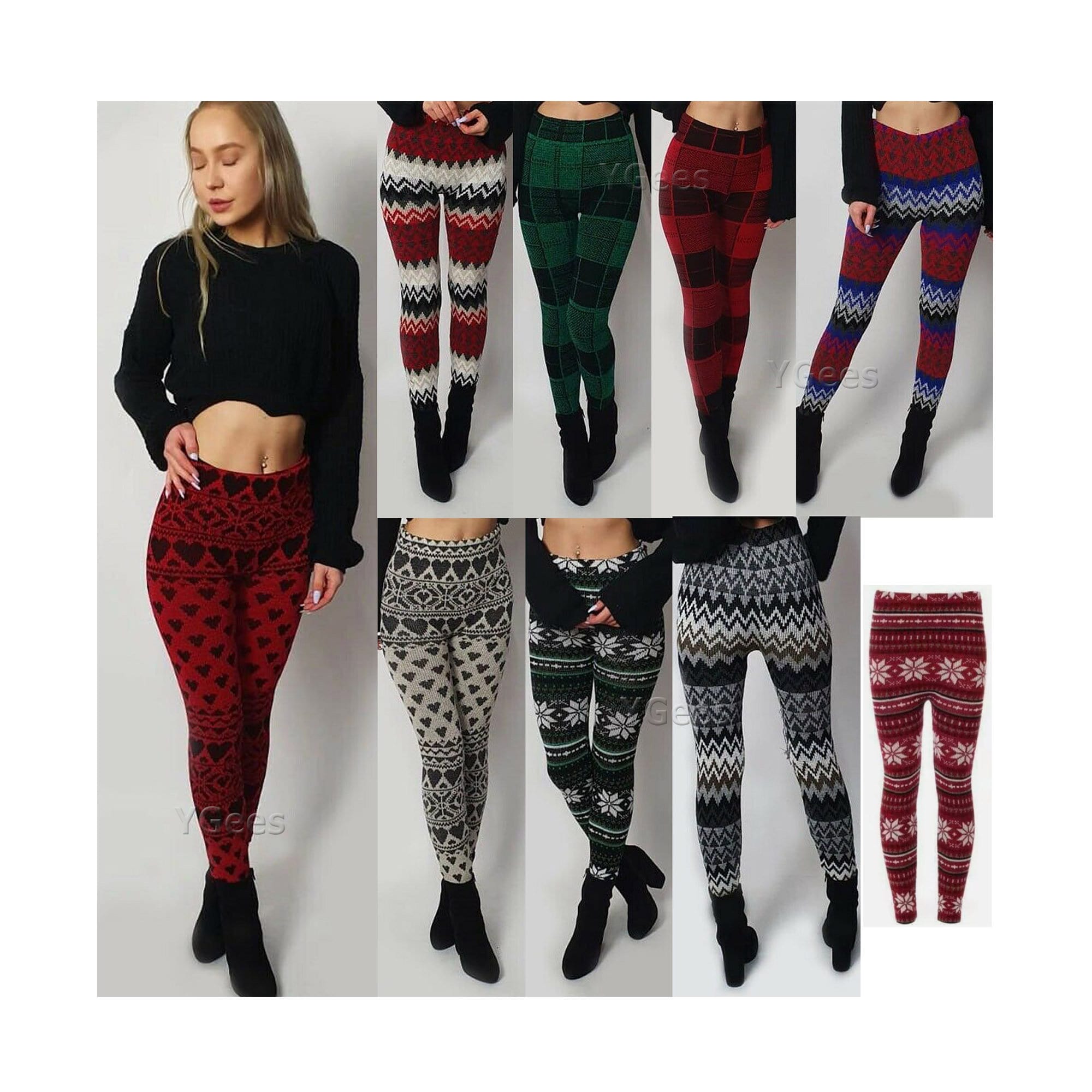 Ladies Thick Warm Leggings Pants Womens Cable Knit Full Length