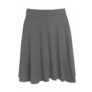 Skirt for Women Elasticated Waist Flippy Knee Length Skater Midi Skirt Flared Jersey Dress Ladies Pencil Skirts Plus Size Box Check Skirt Charcoal