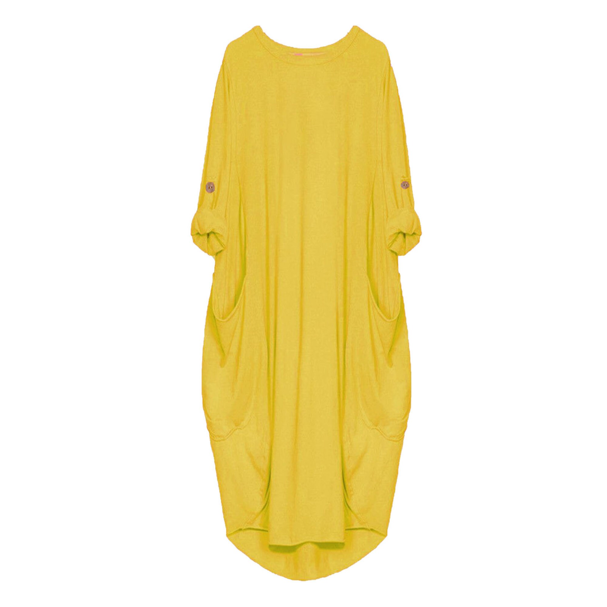 Womens Loosefitting Midi Dress With Baggy Pocket, Stretch Long Tunic