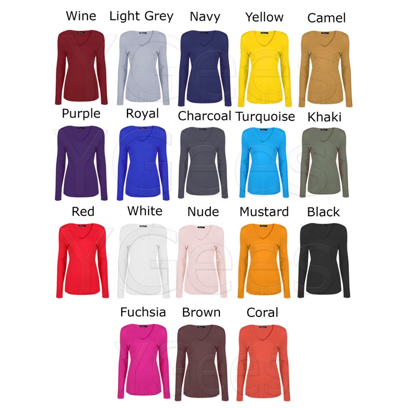 Custom V Neck Shirt, Women T shirt, Personalized Soft V-Neck T Shirt, Unisex Fit Long Sleeve Round Scoop, Ladies Jumper, Plain Clothing image 2