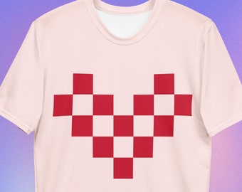 Pixel Heart Tee Shirt Athleticwear Loungewear Sleepwear for Gamers on Valentine's Day
