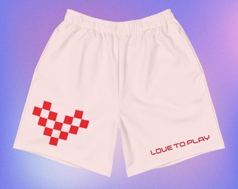 Pixel Heart Shorts Athelticwear Loungewear Sleepwear for Gamers on Valentine's Day