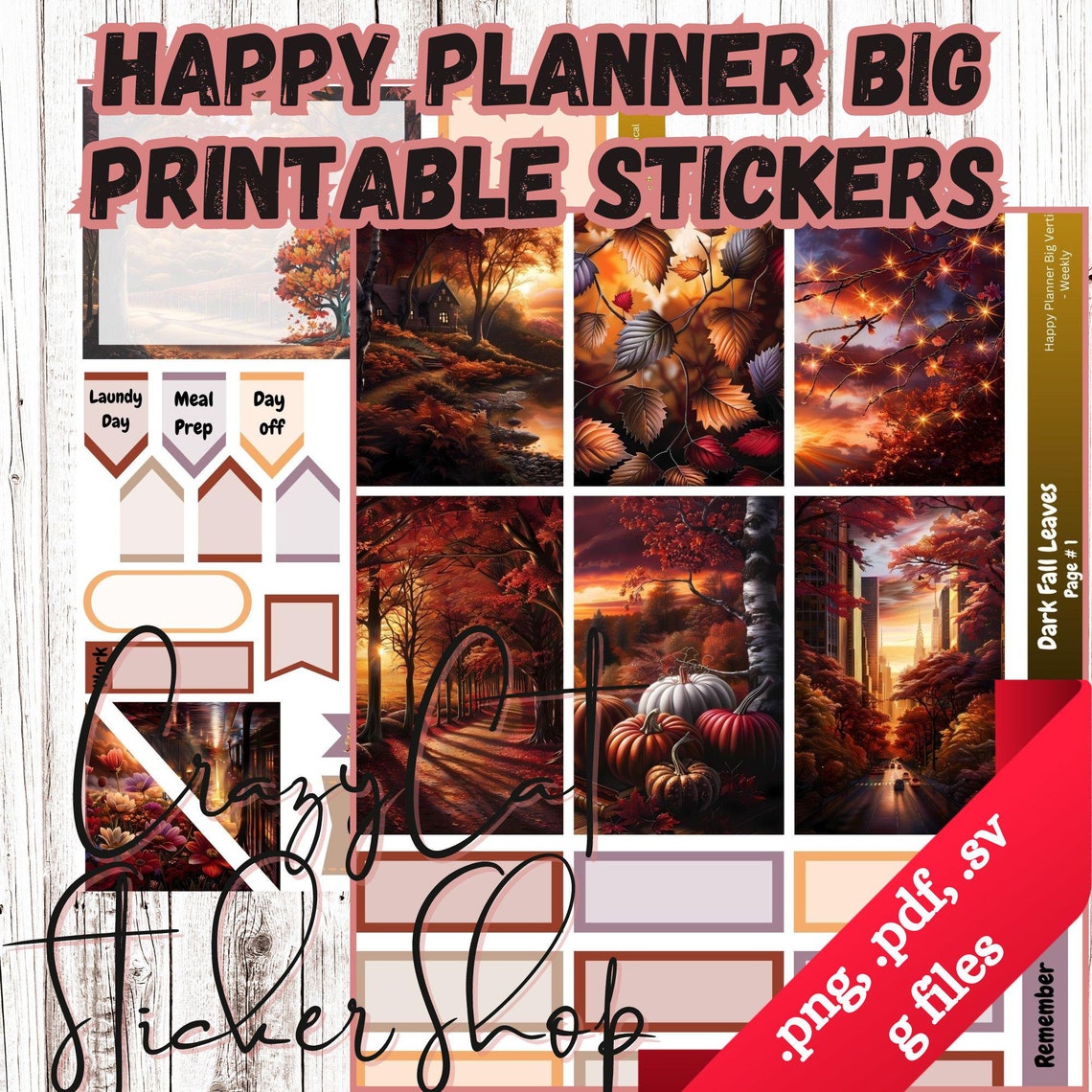 Haunted Forrest Weekly Printable Planner Sticker Kit, HP Big Vertical ...