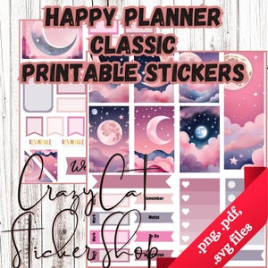 Celestial Witch Weekly Printable Planner Sticker Kit, HP Classic Vertical Cut Files