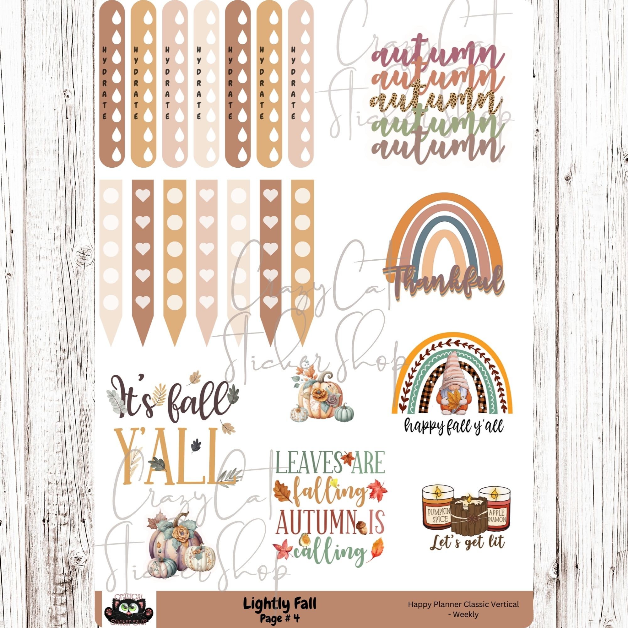 Lightly Fall Printable Weekly Planner Sticker Kit, HP Classic Vertical ...