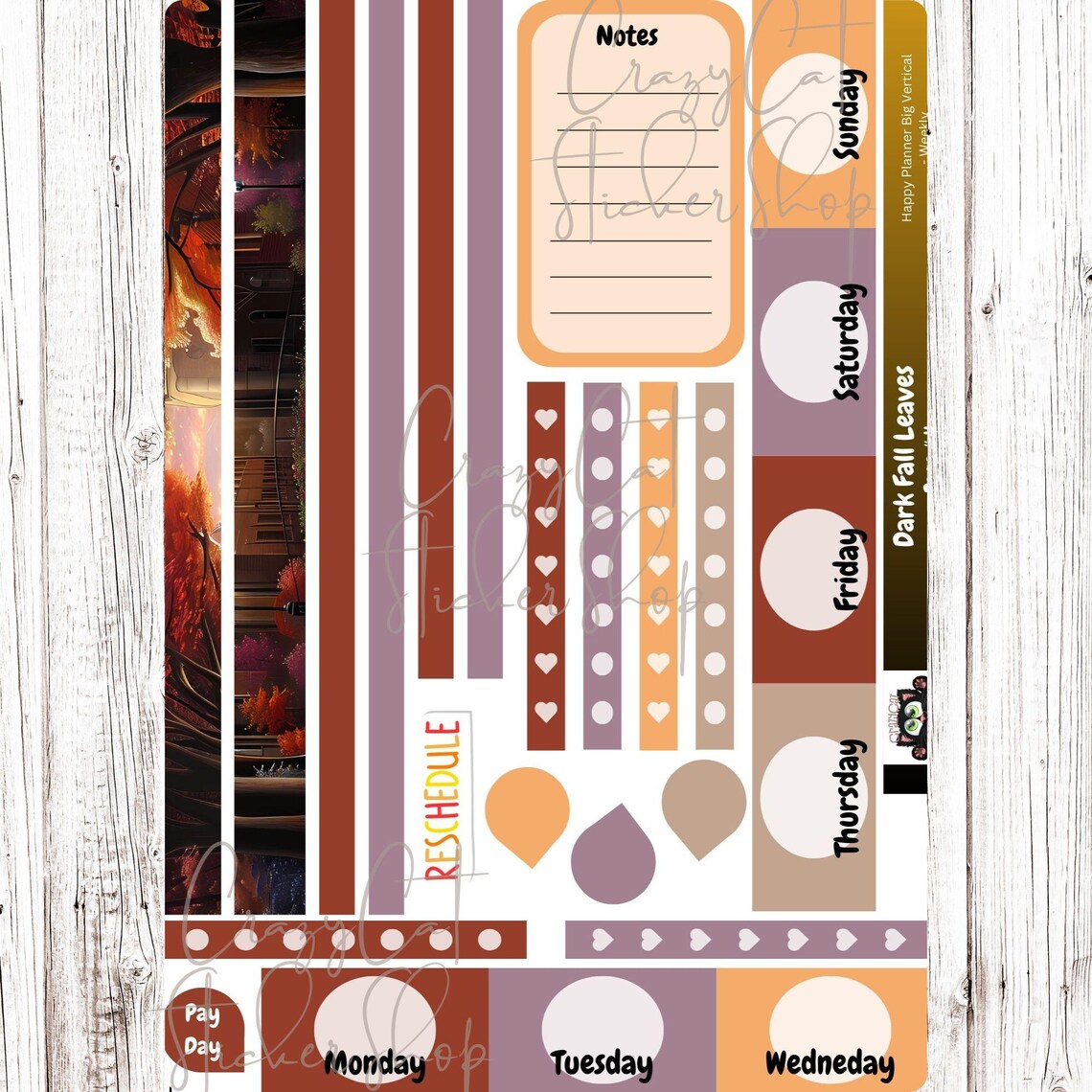 Haunted Forrest Weekly Printable Planner Sticker Kit, HP Big Vertical ...