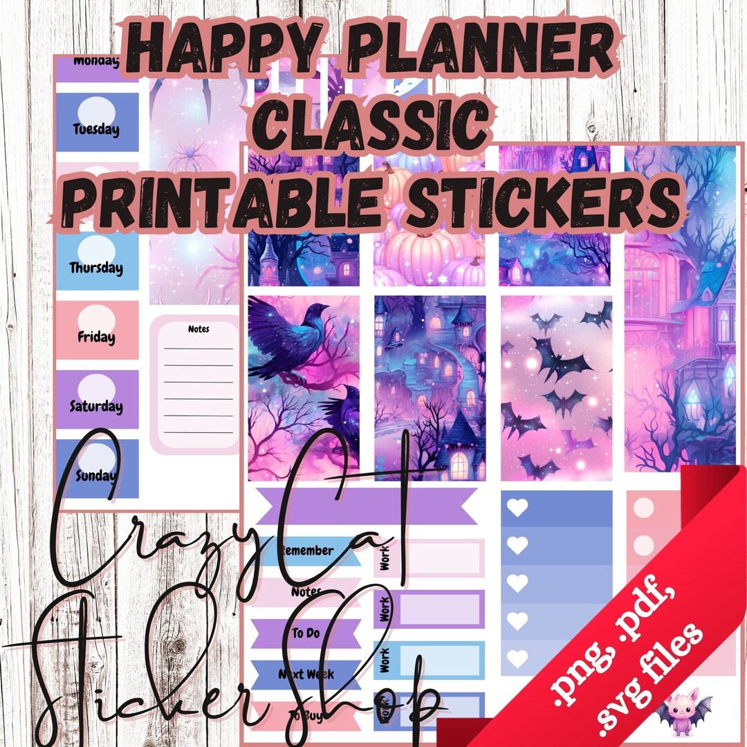 Muted Halloween Printable Weekly Planner Sticker Kit, HP Classic ...