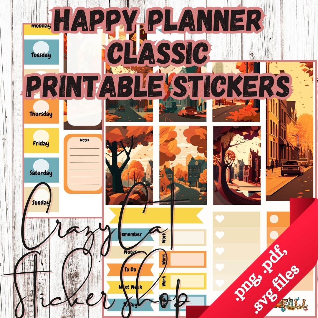 Cozy City in Fall Weekly Planner Sticker Kit, HP Classic Vertical Cut ...