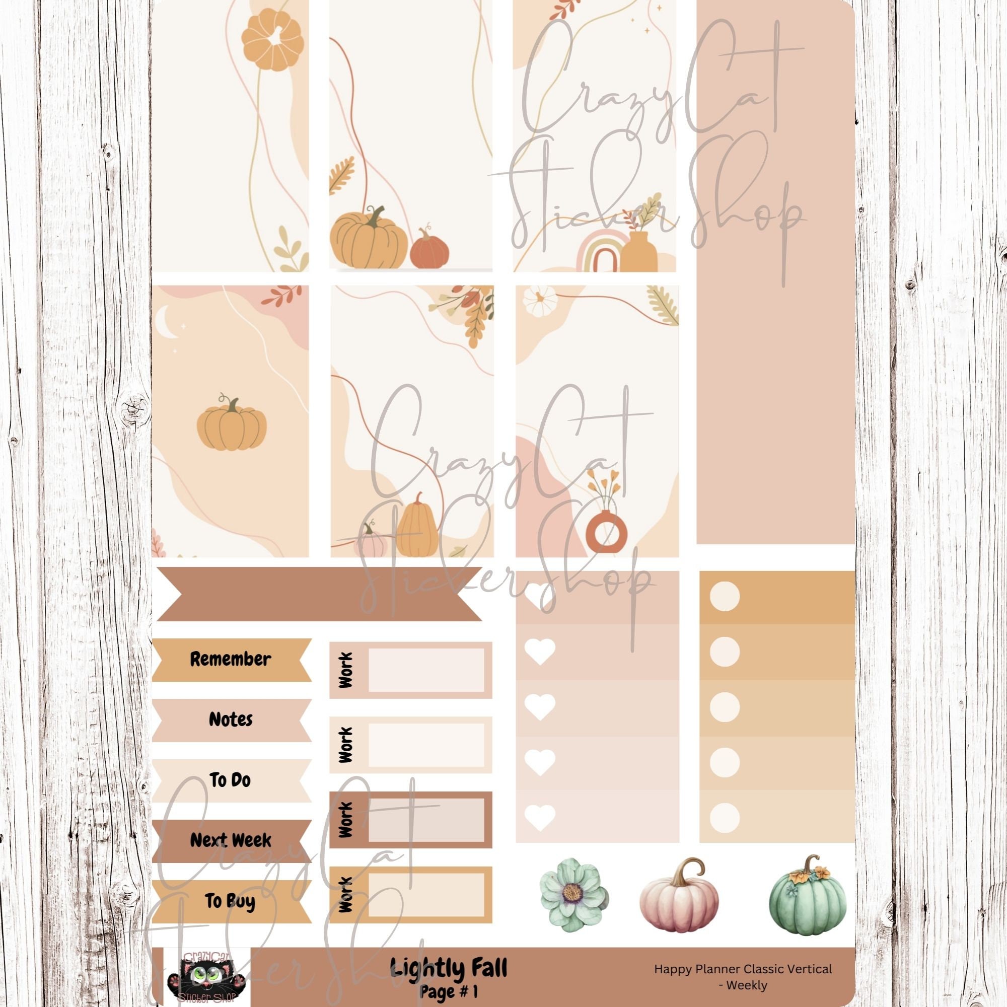 Lightly Fall Printable Weekly Planner Sticker Kit, HP Classic Vertical ...