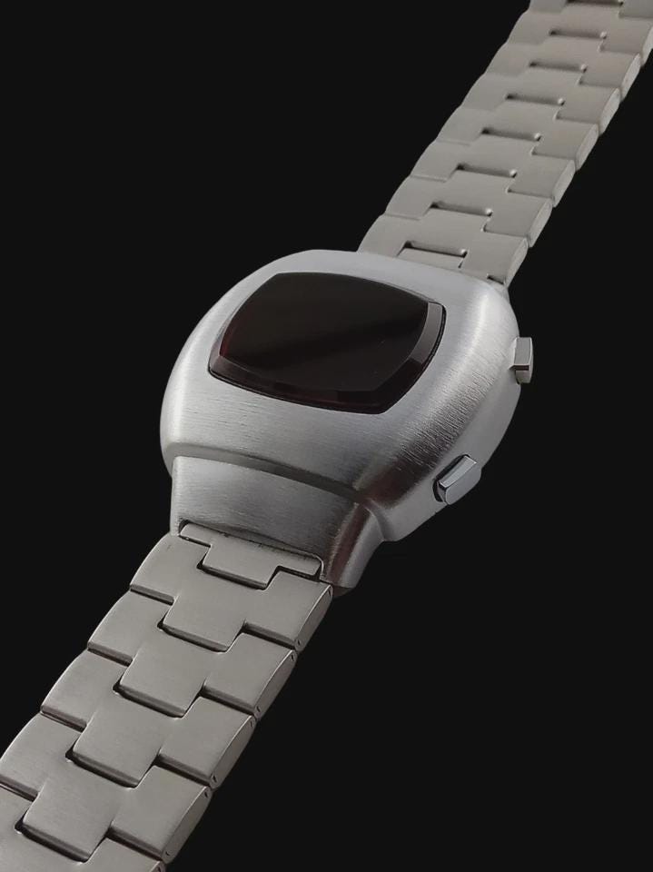Time-shop-uk Retro LED Watch -silver- Homage to the 1970s Vintage ...
