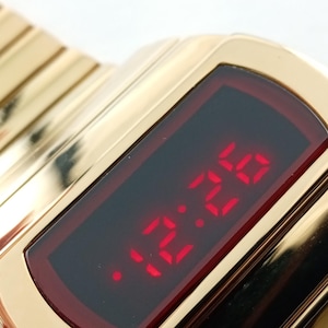 Time-shop-uk Retro LED watch - Gold - Homage to the 1970s vintage Digital LED LCD Space Age Futuristic watches 29 image 1