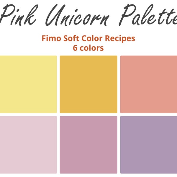 Polymer Clay color recipes, Pastel palette color recipe, Fimo Soft mixing guide, Dreamy unicorn pale feminine colors, Clay Mixing Tutorial