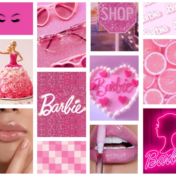 Barbie!! Pink Aesthetic Wall Collage Kit Digital, Girl Room Decor, Dorm Decor, Photo Collage Kit, Y2K, Trendy room decor, Wall Collage 75PCS