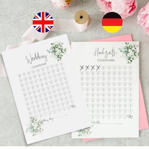Wedding countdown | 100 days until the wedding | Counting backwards | to print yourself | German and English | Instant download