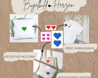 Herzige Vielfalt: Bügelbilder-Set für kreative DIY-Projekte | Bügelbild Herzen | Herzen zum Aufbügeln | EM Länder Farben | Bügelbild Herz