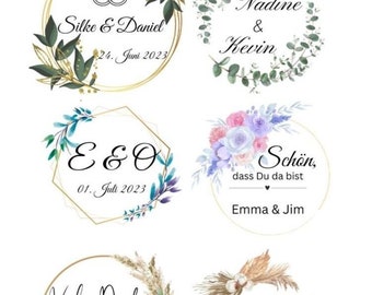 Etichette adesive personalizzate, matrimonio, compleanno, celebrazione, battesimo, comunione, adesivi di ringraziamento, adesivi con nomi, stile boho