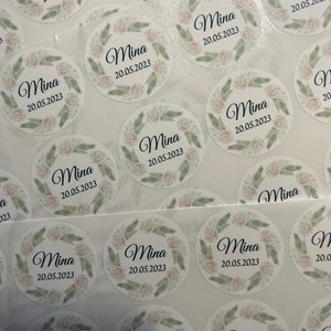 Personalisierte Aufkleber Sticker Etiketten, Hochzeit, Geburtstag, Feier, Taufe, Kommunion, Danke Aufkleber, Aufkleber mit Namen, Boho Style Bild 9