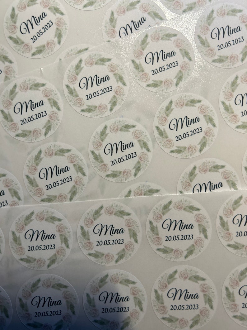 Personalisierte Aufkleber Sticker Etiketten, Hochzeit, Geburtstag, Feier, Taufe, Kommunion, Danke Aufkleber, Aufkleber mit Namen, Boho Style Bild 9