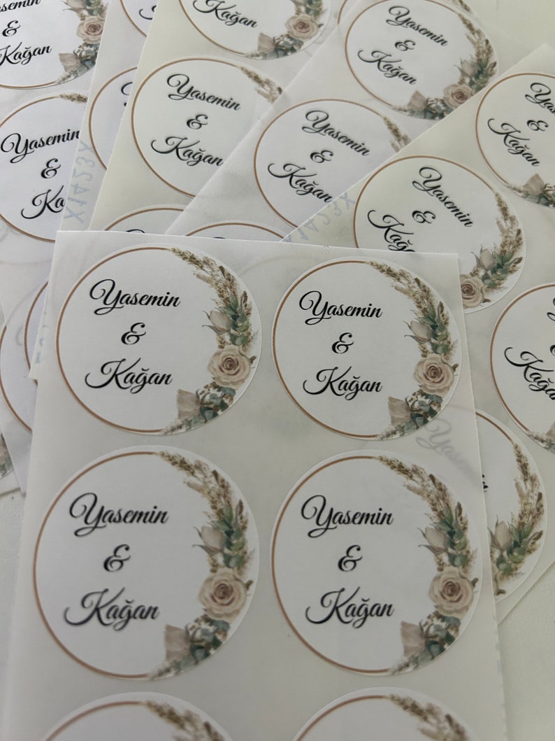 Personalisierte Aufkleber Sticker Etiketten, Hochzeit, Geburtstag, Feier, Taufe, Kommunion, Danke Aufkleber, Aufkleber mit Namen, Boho Style Bild 5