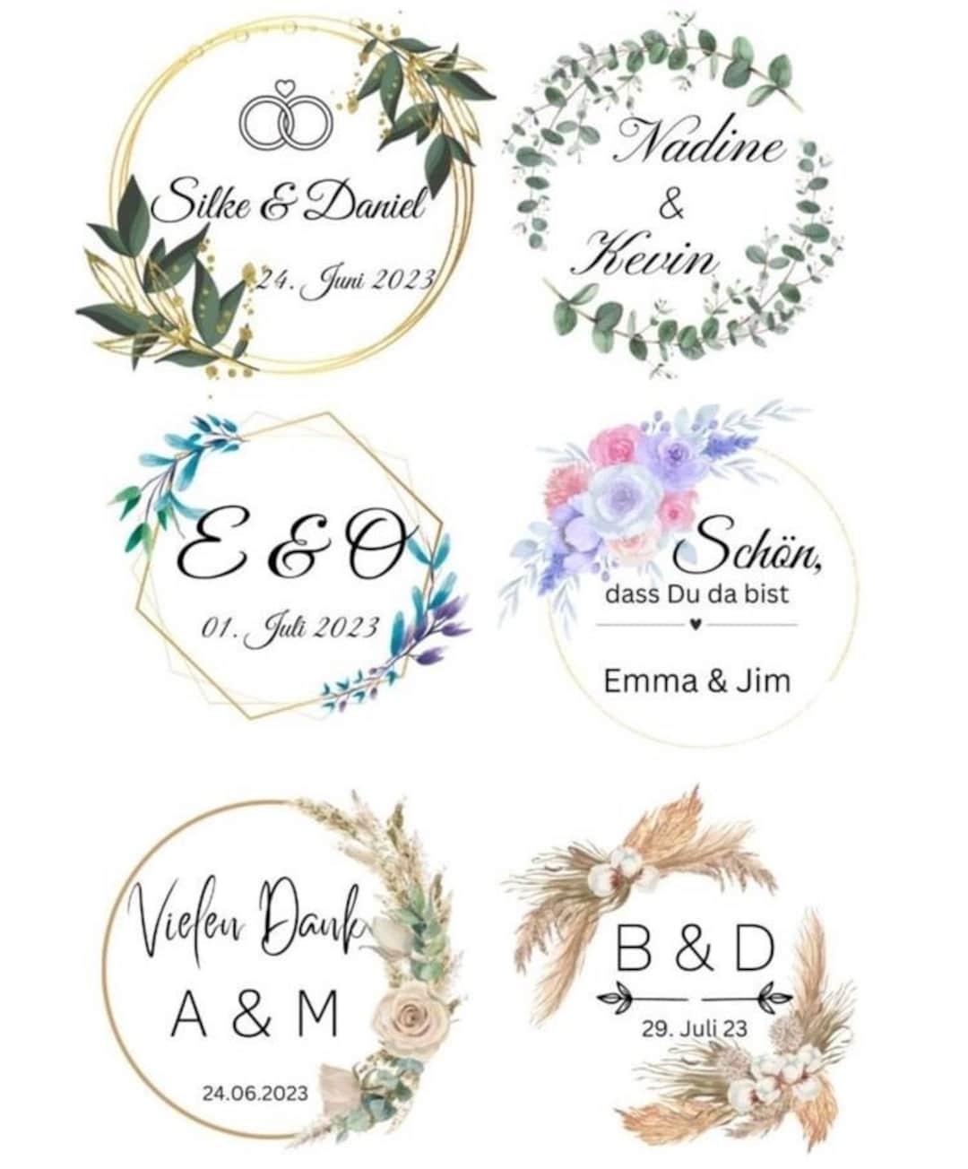 Personalisiertes Aufkleber-Set – 24 Runde Etiketten Mit Wunschtext, 4 Cm, Blau Hortensie Design