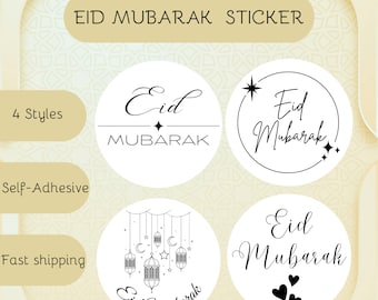 24 Stück Ramadan Eid Mubarak Aufkleber | Ramazan Sticker | DIY Projekte | Aufkleber für Geschenke | schwarz weiß Sticker | 4 Designs |