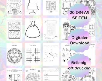 Wedding activity book for children | Painting and puzzle fun at the wedding for children | Puzzle book coloring book activity for children