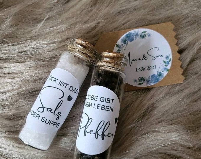 Gastgeschenk Hochzeit Salz und Pfeffer personalisiertes Etikett Etsy.de
