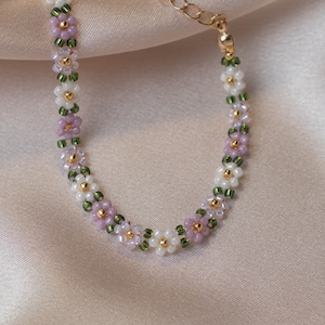 Bracelet fleurs en perles • Bracelet marguerites • Bracelet bohème • Cadeau âme sœur • Bracelet jolie fille de fleur • Cadeau de demoiselles d'honneur