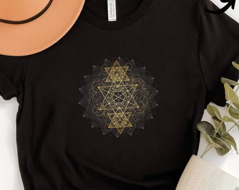 Metatron Cube Fractal Artwork Tshirt, Fractals, Festival Shirt, Merkaba TShirt, Platonic Solid Sacred Geometry, Golden Ratio Psychedelic Art
