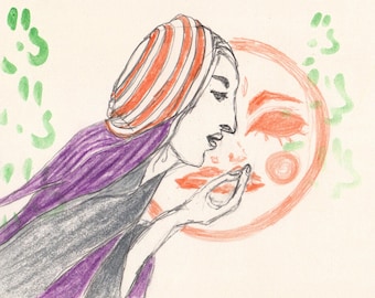 Der Same der Schöpfung Magische Lichtcodes Fee Illustration, Fantasy Kunst, wunderlicher Illustrations-Druck